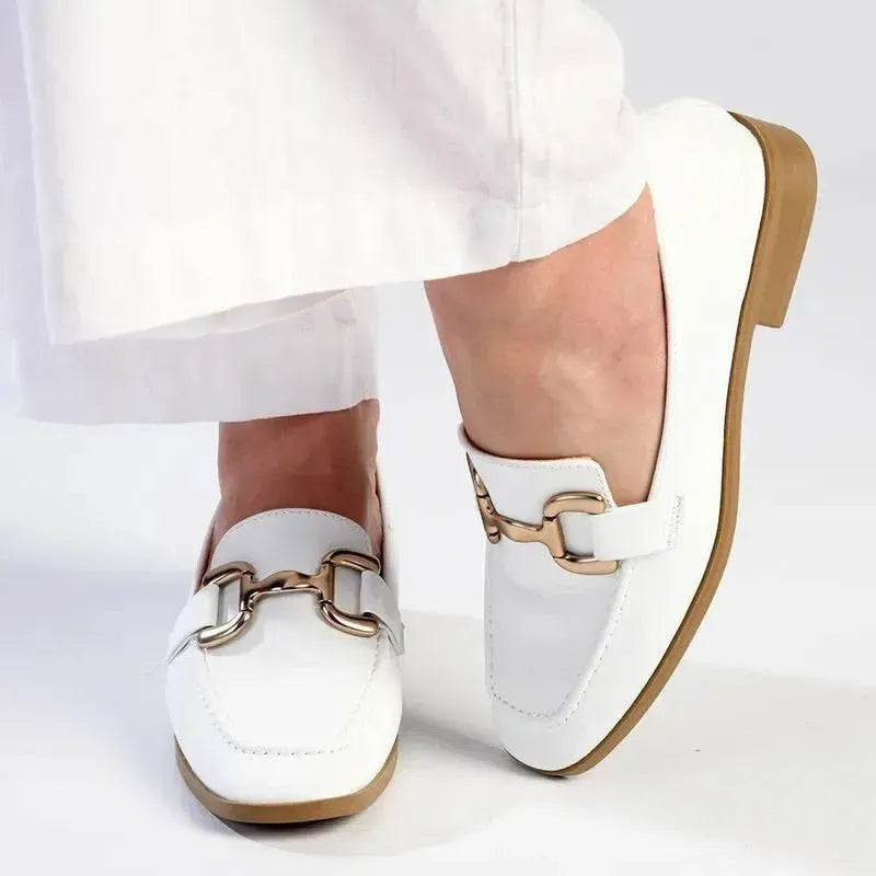 Madison Polly Gold Metal Trim Loafer White
