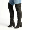 Madison Portia 3 Over Knee Block Heel Boots - Black