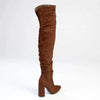 Madison Portia 3 Over Knee Block Heel Boots - Chocolate