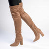 Madison Portia 3 Over Knee Block Heel Boots - Taupe-Madison Heart of New York-Buy shoes online