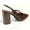 Madison Qia Almond Toe Slingback Block Heel - Chocolate
