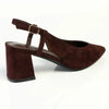 Madison Quest V Vamp Slingback On Medium Block Heel - Chocolate