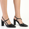 Madison Quill Closed Toe Slingback Block Heel - Black
