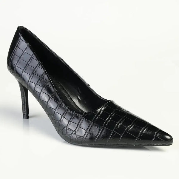 Madison Quinley Stiletto Court - Black Croc