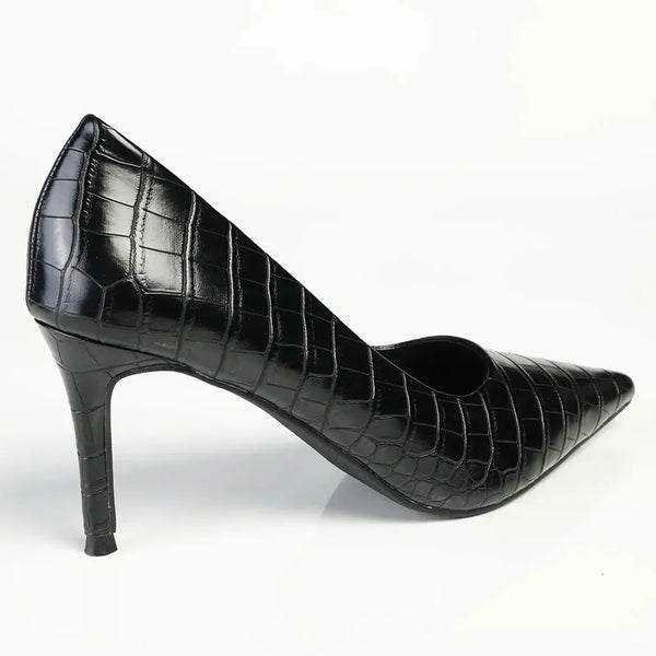 Madison Quinley Stiletto Court - Black Croc