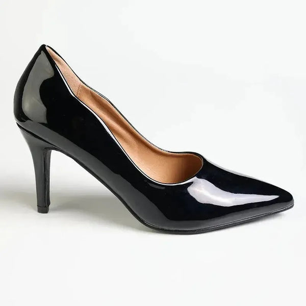 Madison Scalloped Penny Court - Black Patent