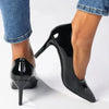 Madison Scalloped Penny Court - Black Patent