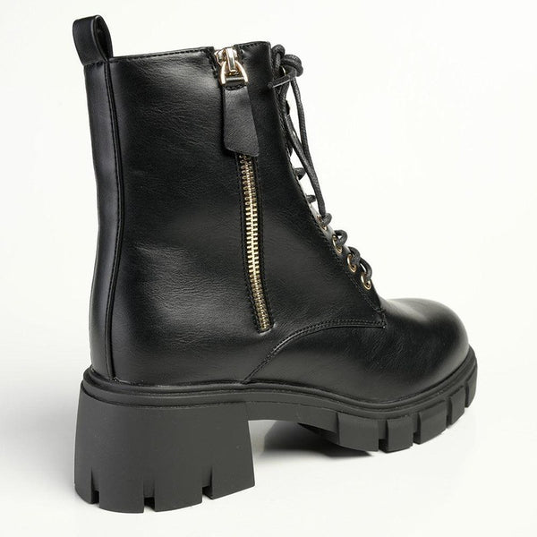 Madison Side Zip Combat Boot - Black-Madison Heart of New York-Buy shoes online