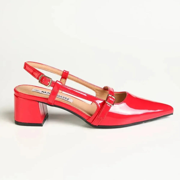 Madison Slingback Court - Red Patent