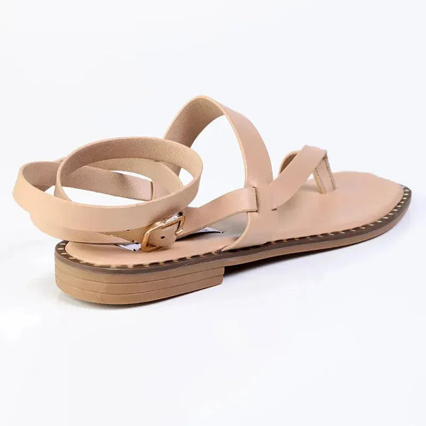 Madison Toe Loop Strappy Flat Sandal - Nude