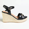 Madison Trimmed Espadrille Wedge - Black