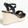 Madison Trimmed Espadrille Wedge - Black