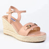 Madison Trimmed Espadrille Wedge - Nude