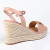 Madison Trimmed Espadrille Wedge - Nude