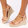 Madison Trimmed Espadrille Wedge - Nude