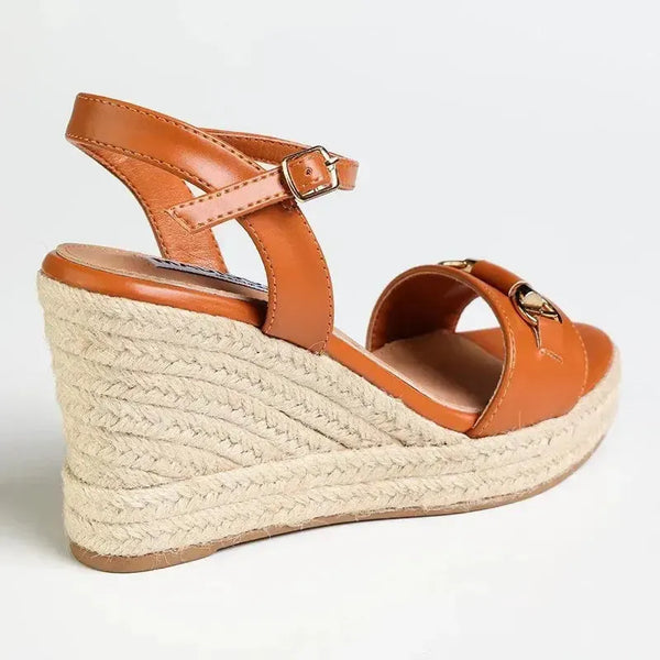 Madison Trimmed Espadrille Wedge - Tan