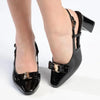 Pierre Cardin Blake Square Toe Slingback Heels - Black