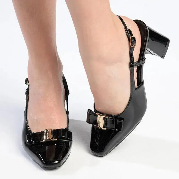 Pierre Cardin Blake Square Toe Slingback Heels - Black