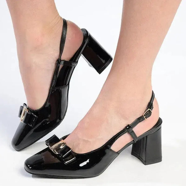 Pierre Cardin Blake Square Toe Slingback Heels - Black