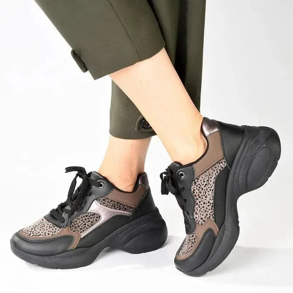 Pierre Cardin Carina 1 Chunky Sole Sneaker - Black Leopard