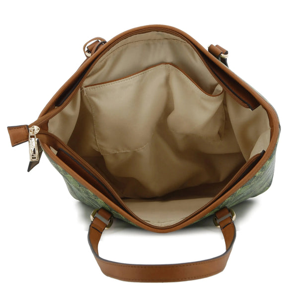 Pierre Cardin Cleo Printed Tote - Green/Tan