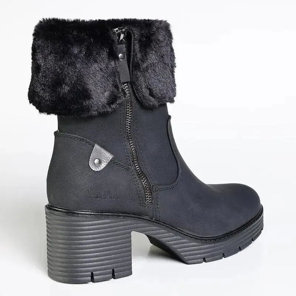 Pierre Cardin Dente Beige Fur Boot - Black