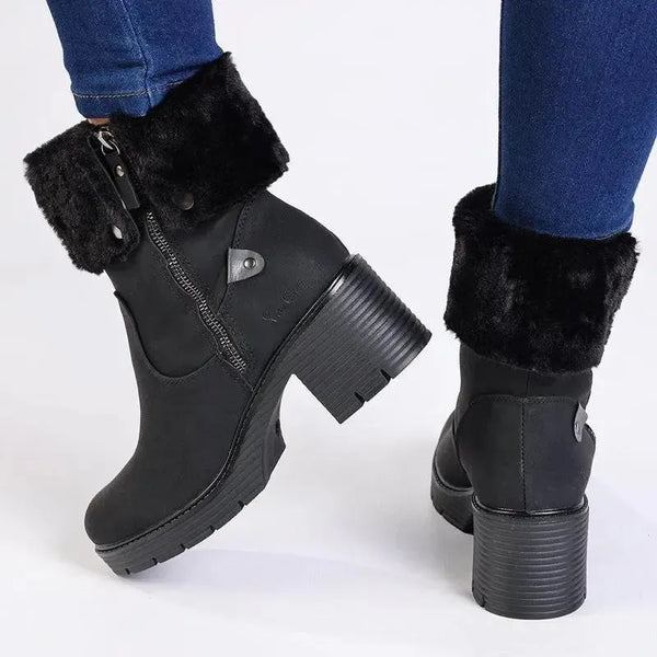 Pierre Cardin Dente Beige Fur Boot - Black