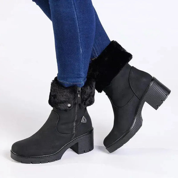 Pierre Cardin Dente Beige Fur Boot - Black