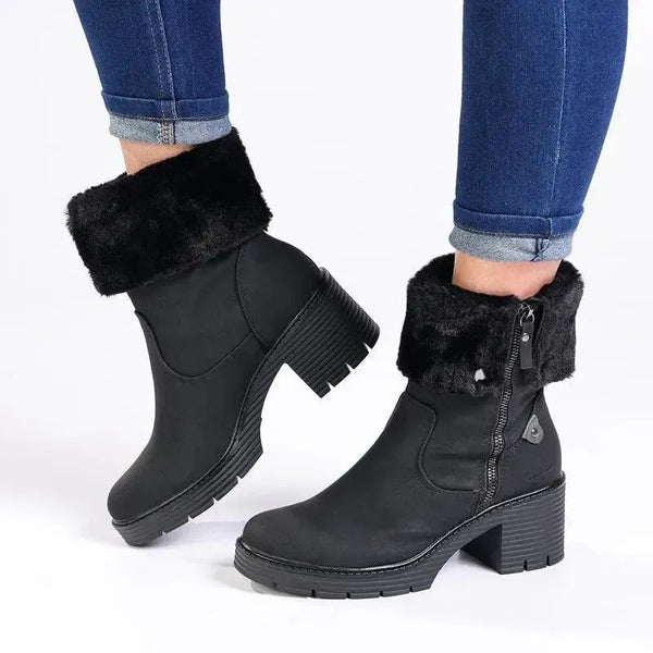 Pierre Cardin Dente Beige Fur Boot - Black