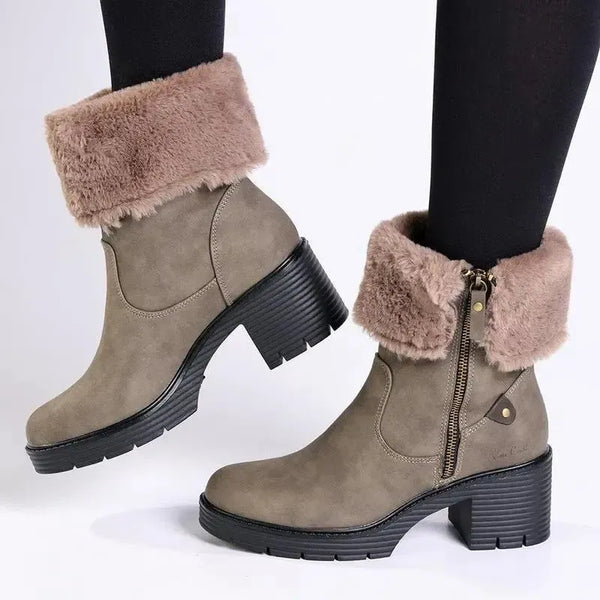 Pierre Cardin Dente Beige Fur Boot - Olive