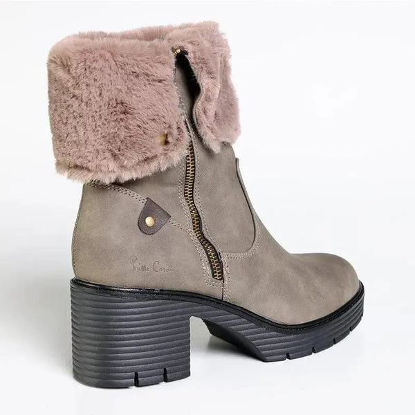Pierre Cardin Dente Short Fur Collar Boot - Olive