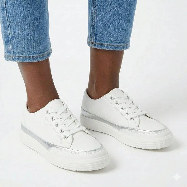 Pierre Cardin Dijon 5 Lace Up Sneaker - White/Silver