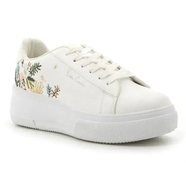 Pierre Cardin Fleurs 5 Flower Printed lace up sneaker - White Floral