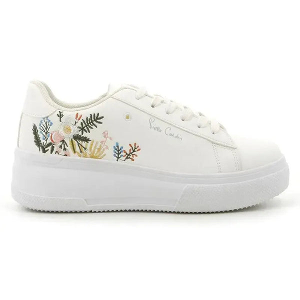 Pierre Cardin Fleurs 5 Flower Printed lace up sneaker - White Floral