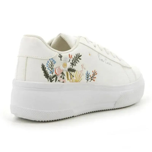 Pierre Cardin Fleurs 5 Flower Printed lace up sneaker - White Floral