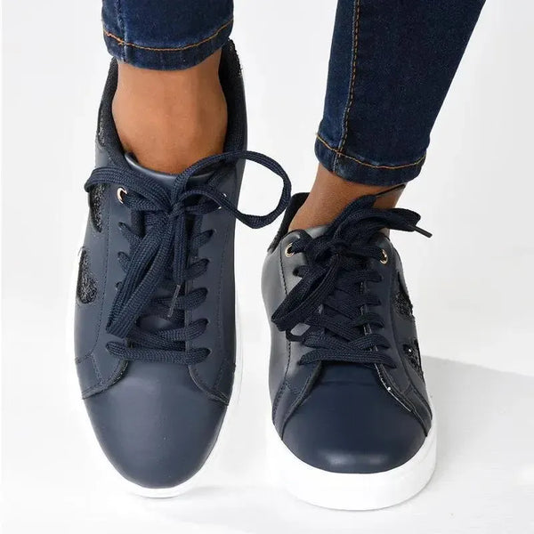 Pierre Cardin Godiva Lace Sneaker With Hearts - Navy