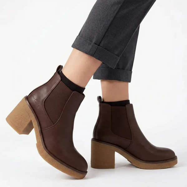 Pierre Cardin Junas Gusset Bloch Heel Boot - Brown
