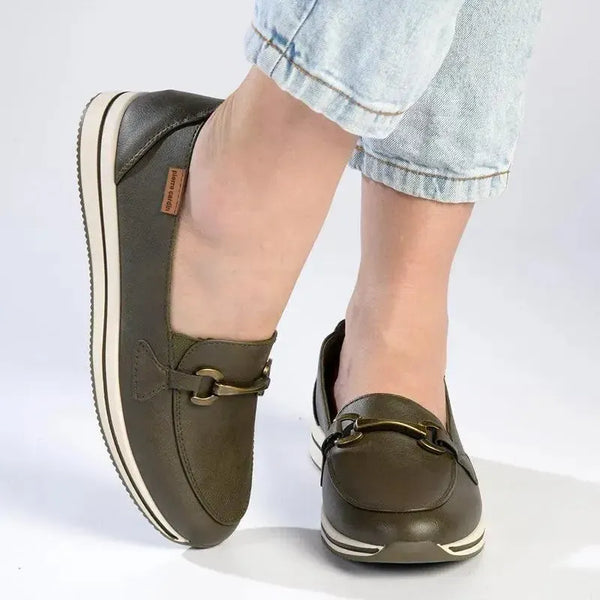 Pierre Cardin Ladies Moc Platform Sneaker - Olive