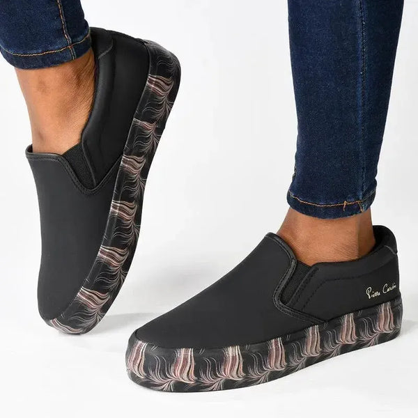 Pierre Cardin Lillie 3 Ladies Slip On Printed Sole Sneaker - Black