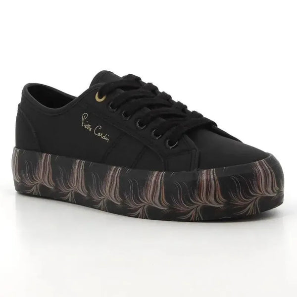 Pierre Cardin Lillie Ladies Lace With Printed Sole Sneaker - Black