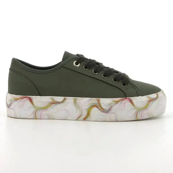 Pierre Cardin Lillie Ladies Lace With Printed Sole Sneaker - Olive