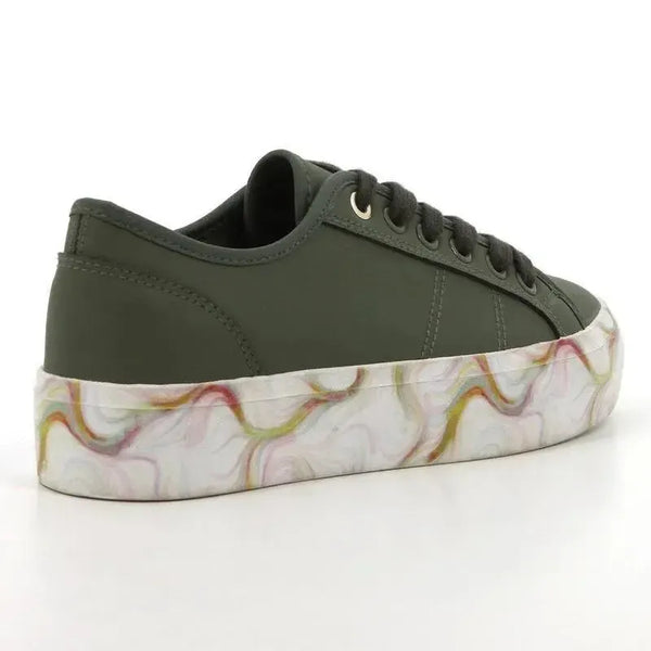 Pierre Cardin Lillie Ladies Lace With Printed Sole Sneaker - Olive