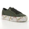 Pierre Cardin Lillie Ladies Lace With Printed Sole Sneaker - Olive