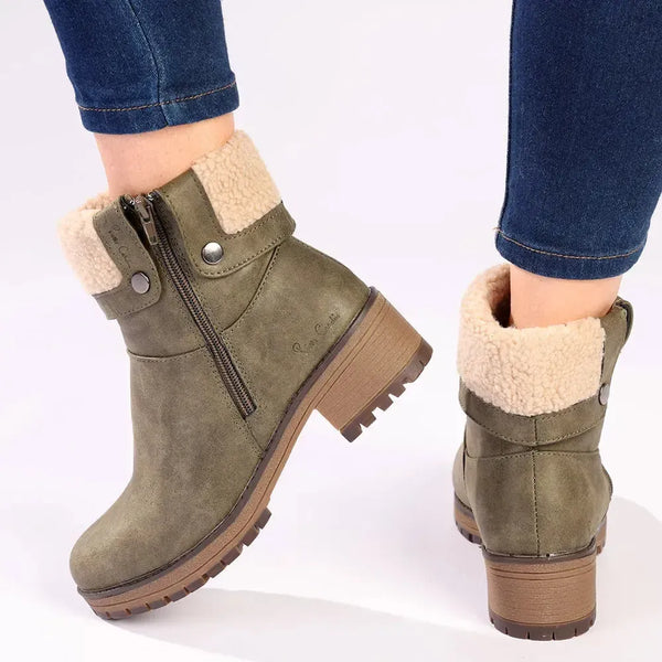 Pierre Cardin Lozere 6 Fur Collar Boot - Olive