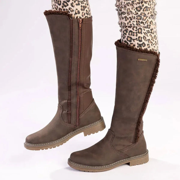 Pierre Cardin Manet Long Boot With Fur Line - Brown