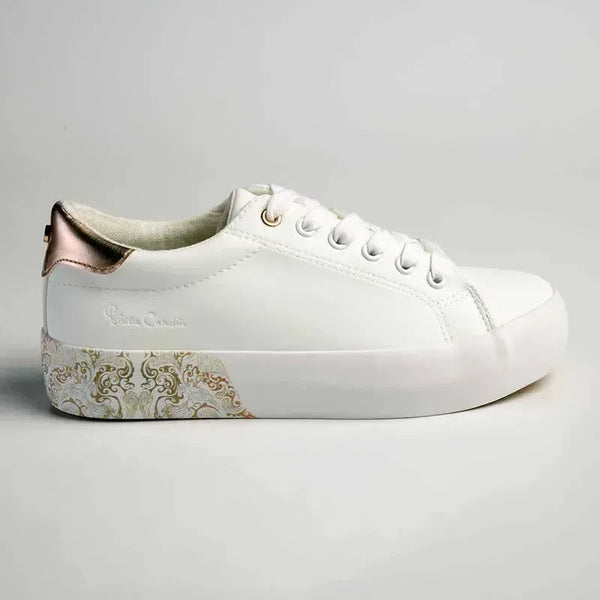 Pierre Cardin Paisley 2 Lace Up Sneaker - White/Gold