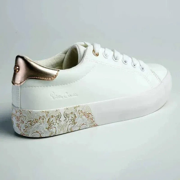 Pierre Cardin Paisley 2 Lace Up Sneaker - White/Gold