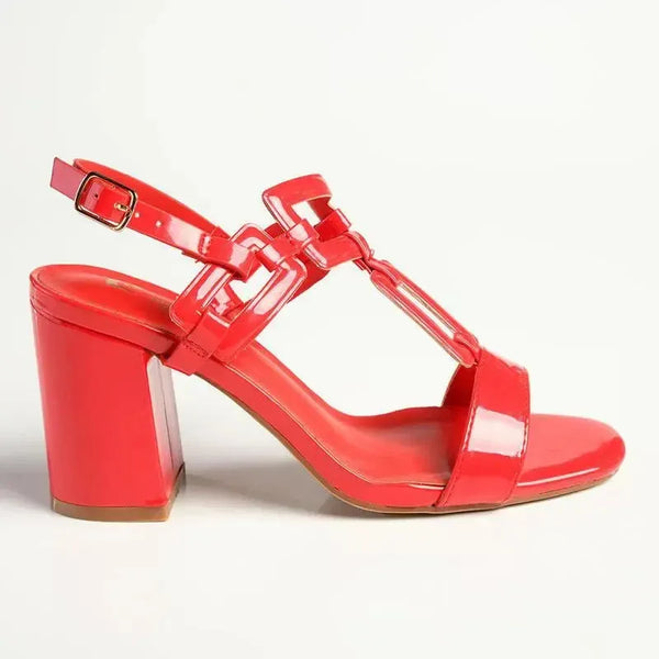 Pierre Cardin Polly T-Bar Block Heel - Red