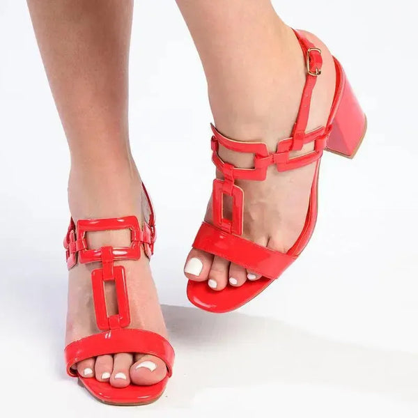 Pierre Cardin Polly T-Bar Block Heel - Red