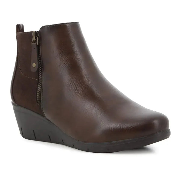Pierre Cardin Polyana Wedge Ankle Bootie - Brown